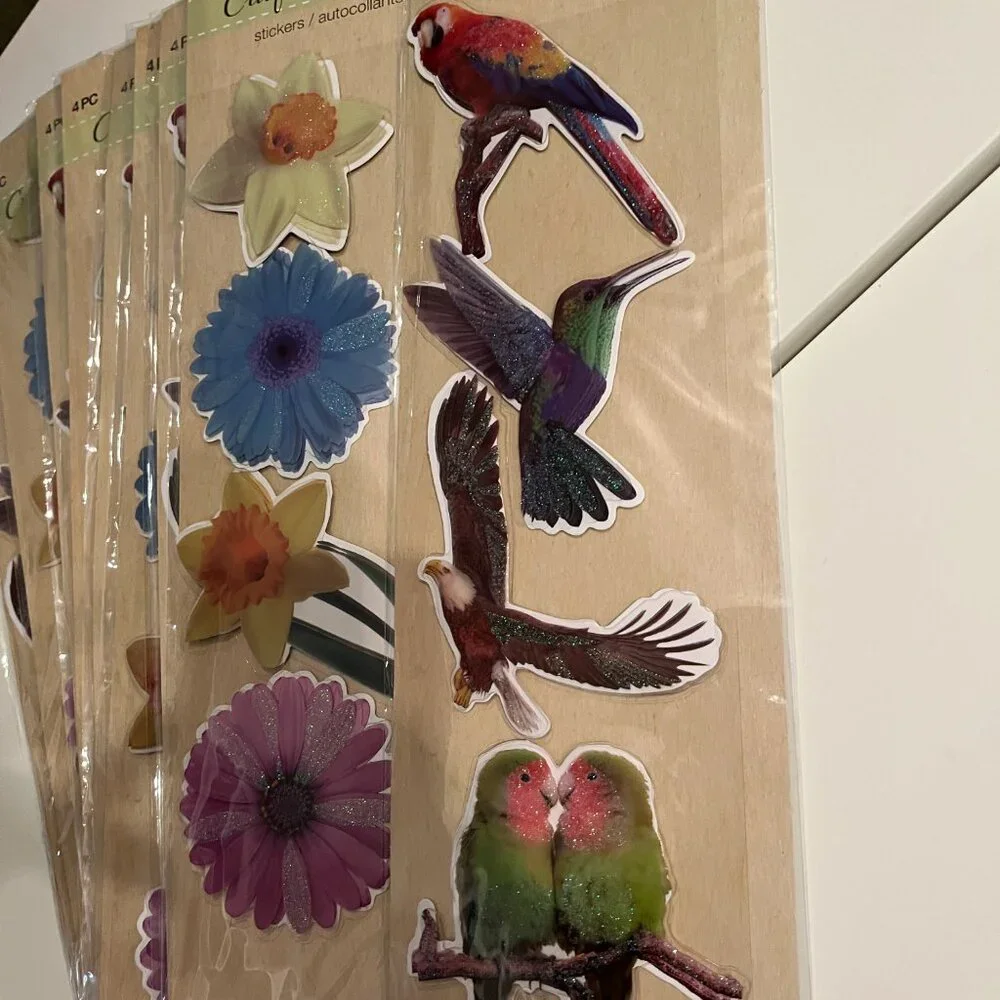 Mixed Bird & Flower Foam Stickers 10 Packs Home‎ Décor DIY Projects NEW